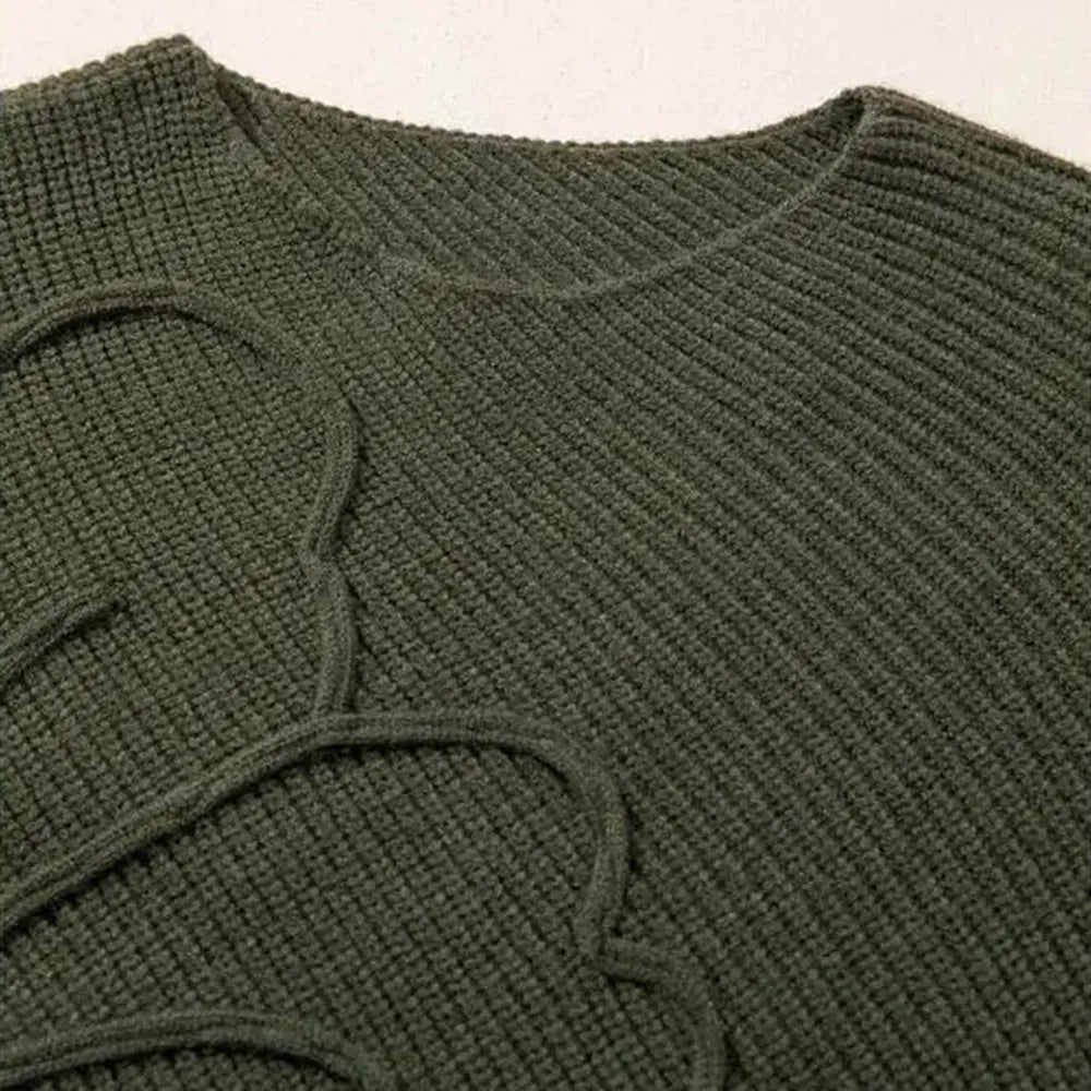 Women's Sweaters Floral Batwing Sleeve Asymmetrical Hem