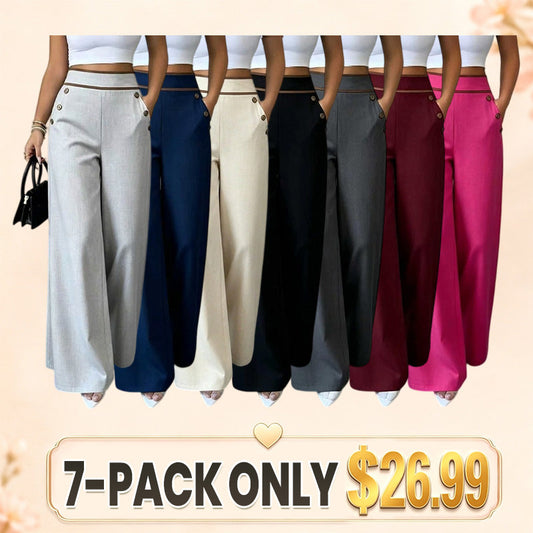 🔥Limited-time offer-Must-Have👖 Contrast-Trim Wide-Leg Pants