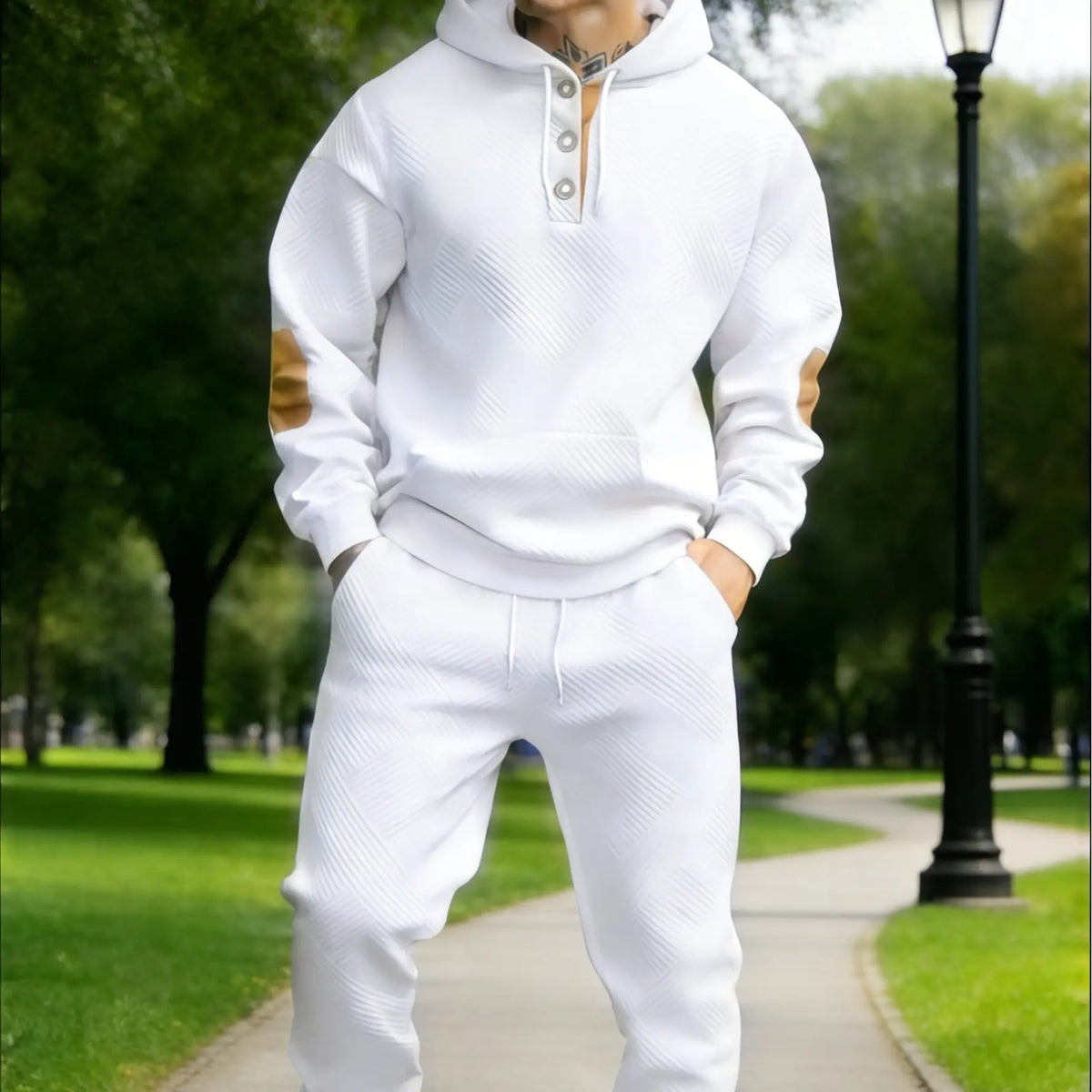 Men's 2‑Piece Textured Hoodie Tracksuit