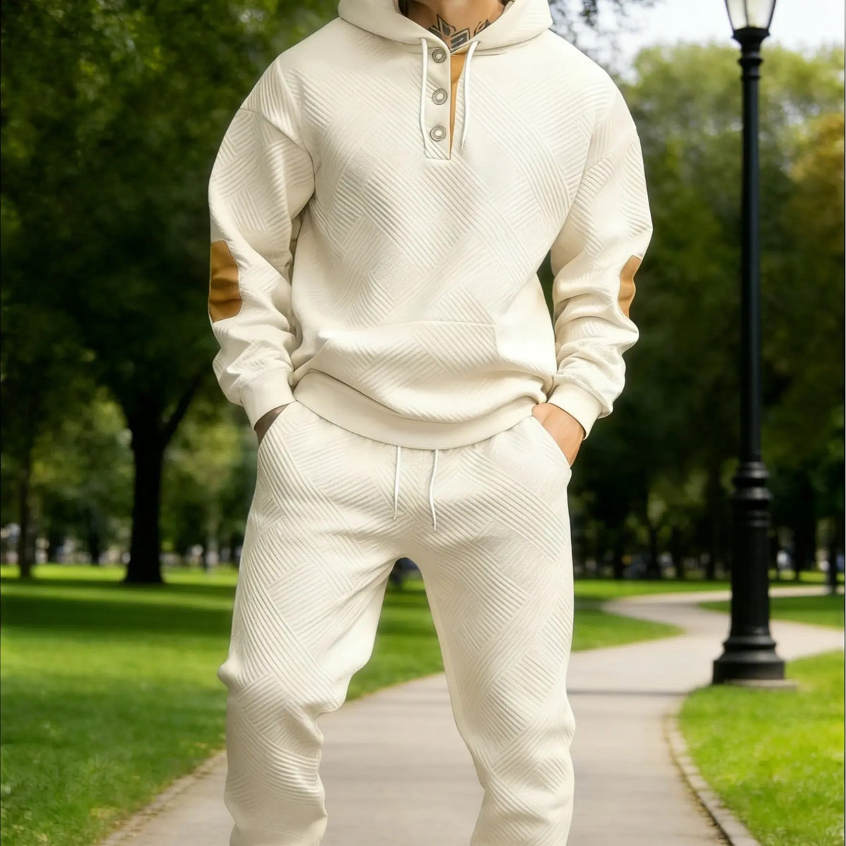 Men's 2‑Piece Textured Hoodie Tracksuit