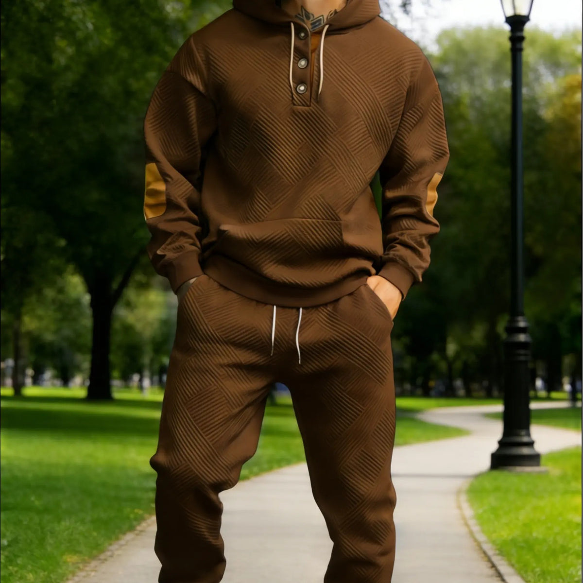 Men's 2‑Piece Textured Hoodie Tracksuit