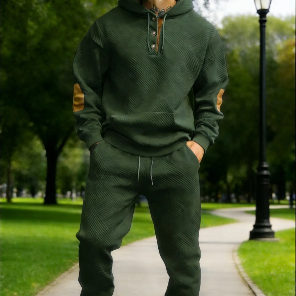 Men's 2‑Piece Textured Hoodie Tracksuit