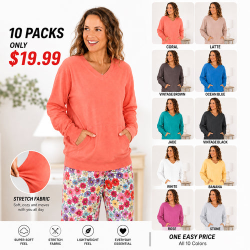 Women’s Stretch Microfleece V-Neck Sweatshirt with Pocket