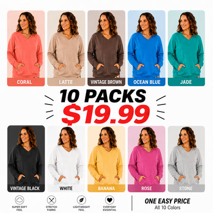 Women’s Stretch Microfleece V-Neck Sweatshirt with Pocket