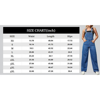 Wide-Leg Denim Overalls Loose Straight Overalls Jumpsuit