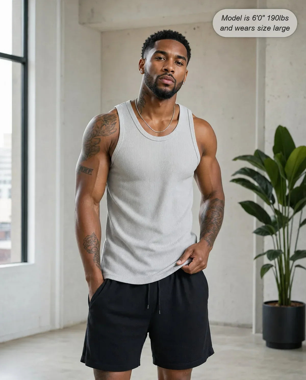 🔥Men's Wide Strap Ribbed Tank Top🔥