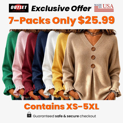 💝LAST DAY 70% OFF - Women's Soft V-Neck Textured-Knit Sweater
