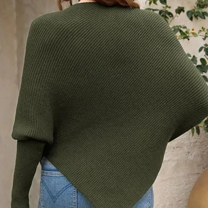 Women's Sweaters Floral Batwing Sleeve Asymmetrical Hem