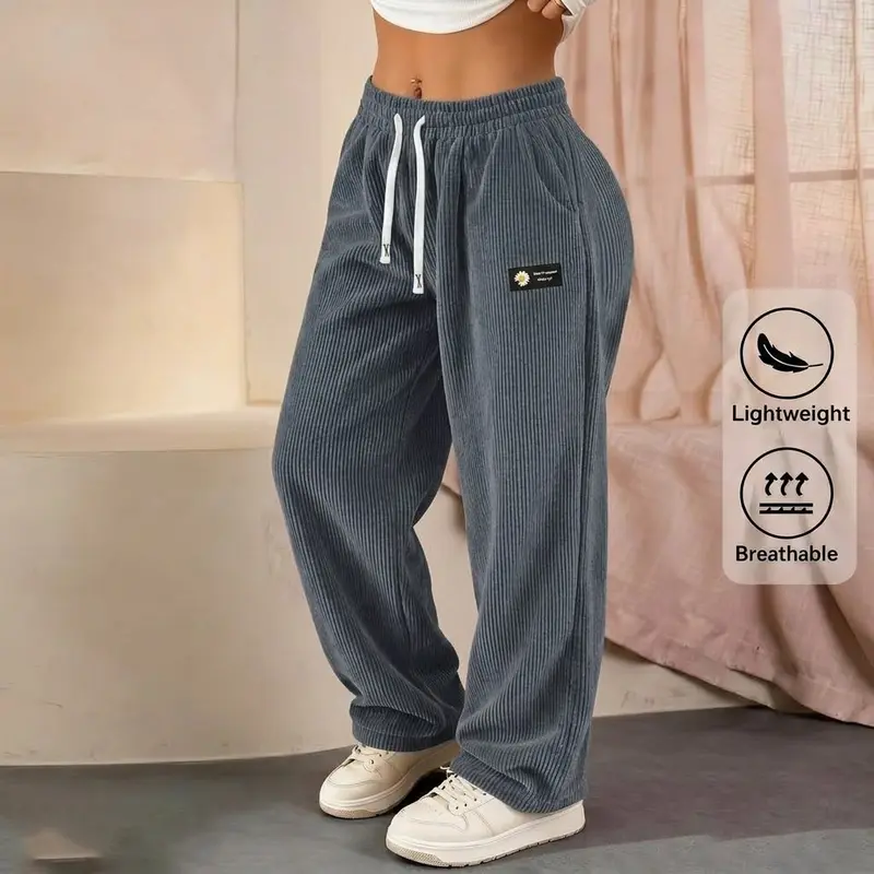 [LAST DAY SALE]Women's Solid Straight Leg Corduroy Bottoms