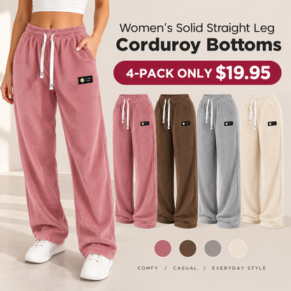 [LAST DAY SALE]Women's Solid Straight Leg Corduroy Bottoms