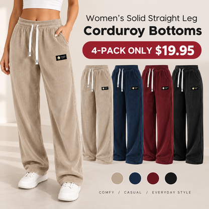 [LAST DAY SALE]Women's Solid Straight Leg Corduroy Bottoms