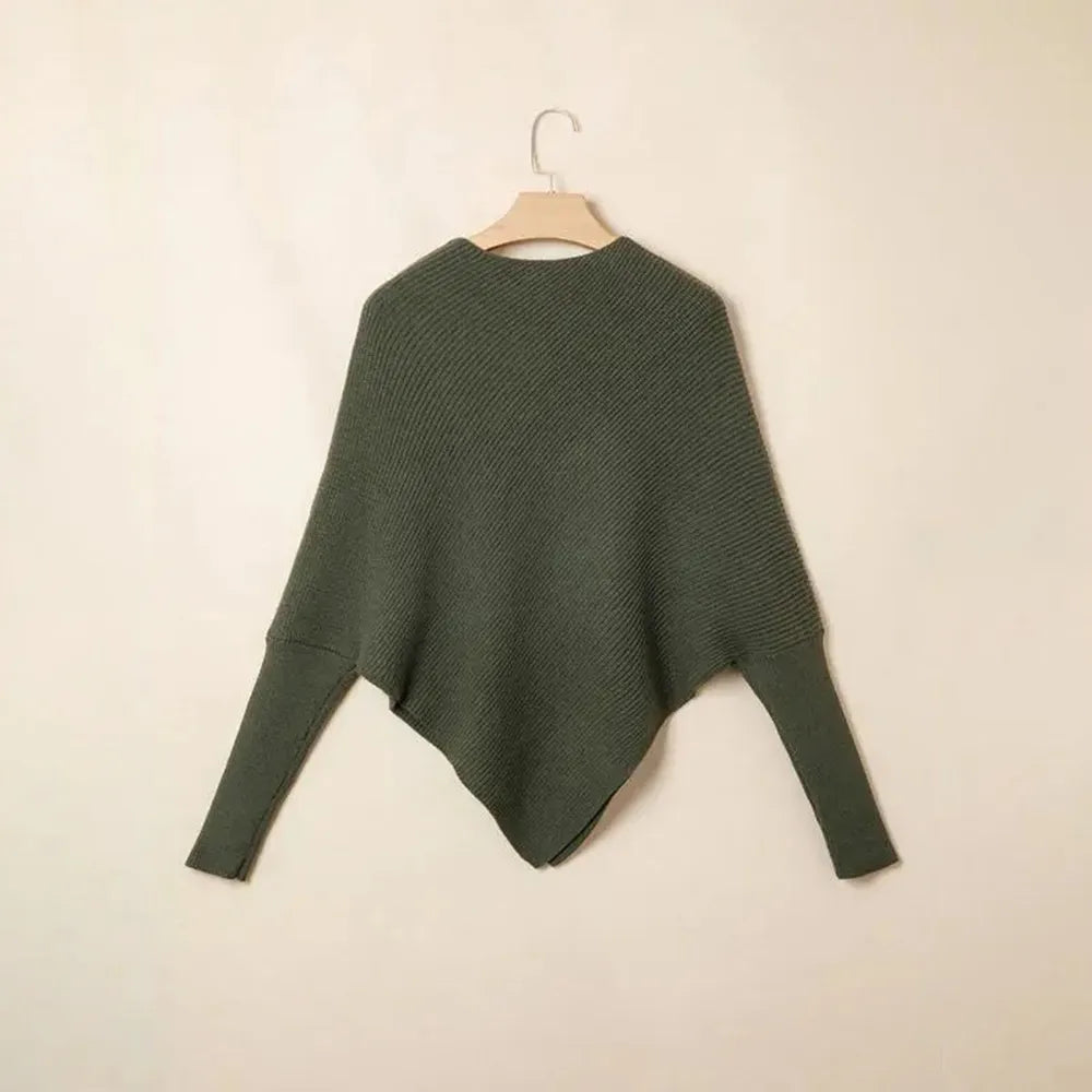 Women's Sweaters Floral Batwing Sleeve Asymmetrical Hem