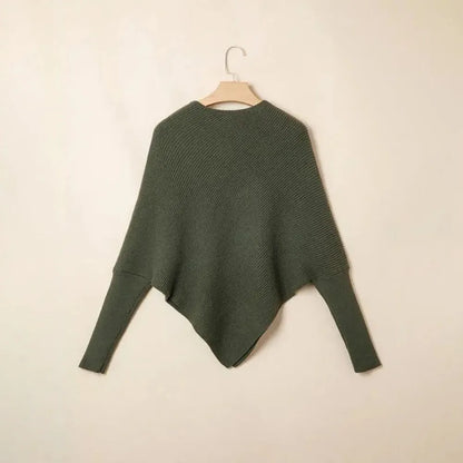 Women's Sweaters Floral Batwing Sleeve Asymmetrical Hem