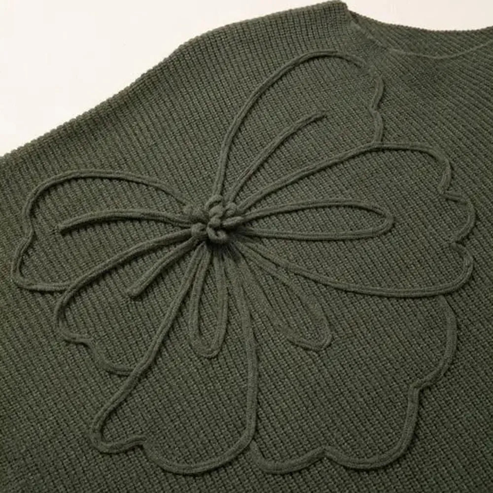 Women's Sweaters Floral Batwing Sleeve Asymmetrical Hem