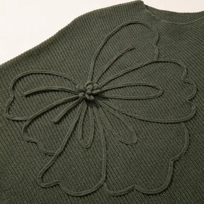 Women's Sweaters Floral Batwing Sleeve Asymmetrical Hem