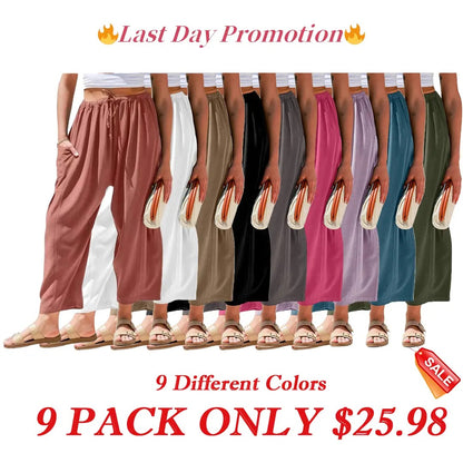 Women Comfort Lightweight Linen Wide Leg Cargo Pants