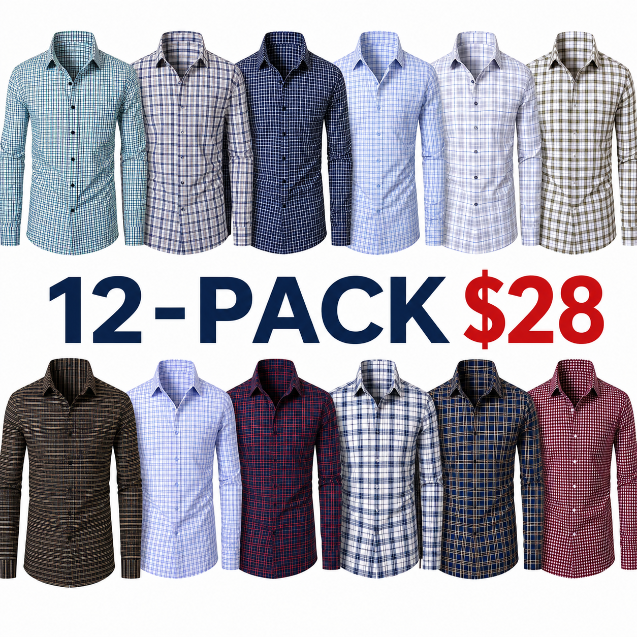 Men's Plaid Slim Fit Long Sleeve Button Down Shirt
