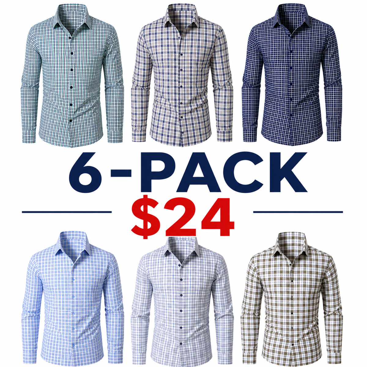 Men's Plaid Slim Fit Long Sleeve Button Down Shirt