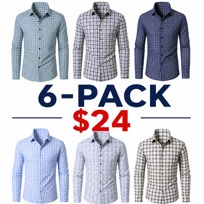 Men's Plaid Slim Fit Long Sleeve Button Down Shirt
