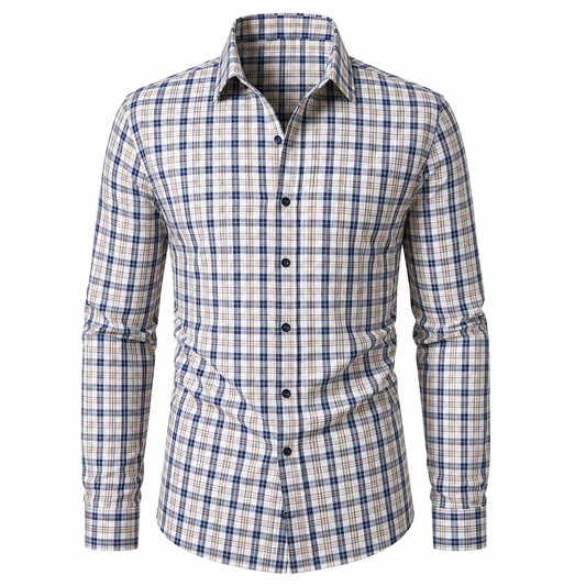 Men's Plaid Slim Fit Long Sleeve Button Down Shirt