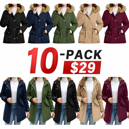 Women’s Fleece Waterproof Hooded Jacket with Pockets