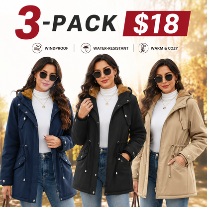 Women’s Fleece Waterproof Hooded Jacket with Pockets