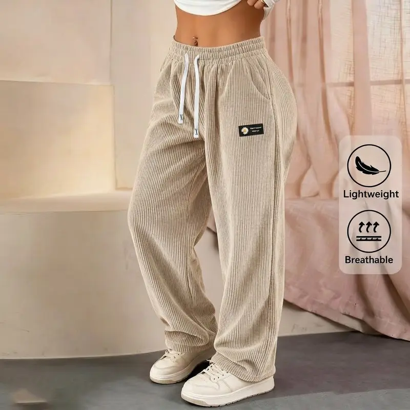 [LAST DAY SALE]Women's Solid Straight Leg Corduroy Bottoms