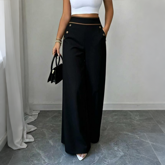 🔥Limited-time offer-Must-Have👖 Contrast-Trim Wide-Leg Pants
