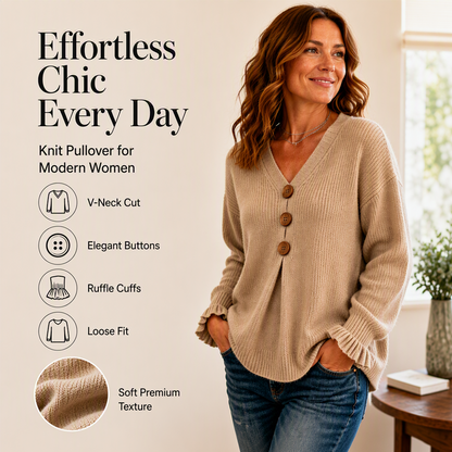 💝LAST DAY 70% OFF - Women's Soft V-Neck Textured-Knit Sweater