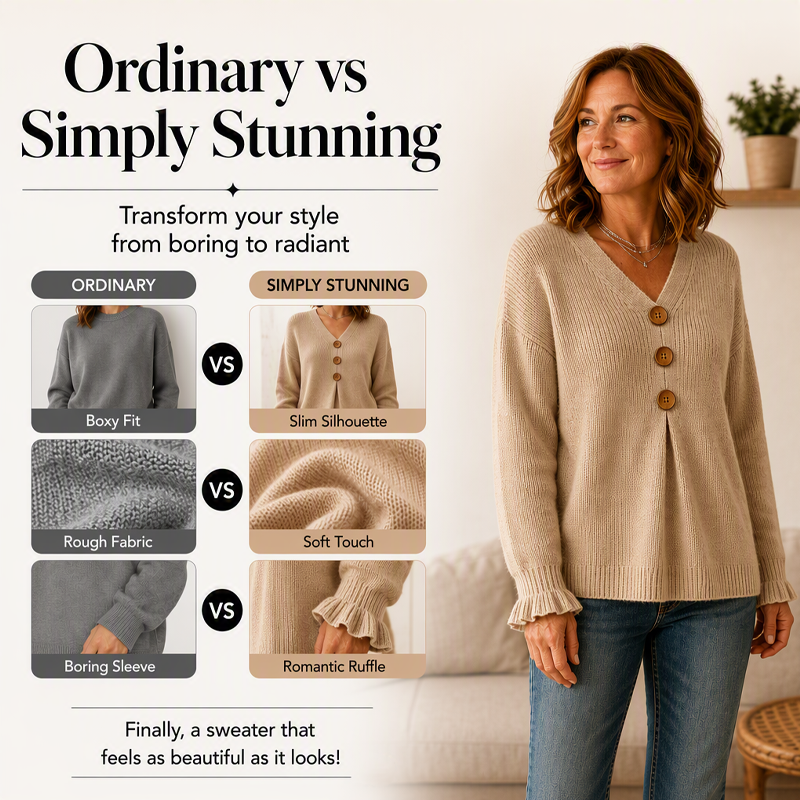 💝LAST DAY 70% OFF - Women's Soft V-Neck Textured-Knit Sweater