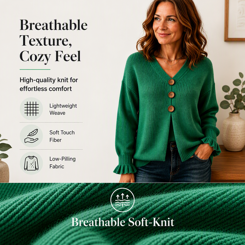 💝LAST DAY 70% OFF - Women's Soft V-Neck Textured-Knit Sweater
