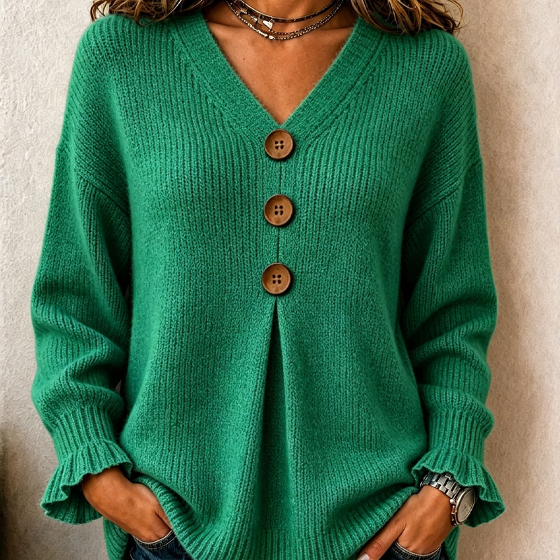 💝LAST DAY 70% OFF - Women's Soft V-Neck Textured-Knit Sweater